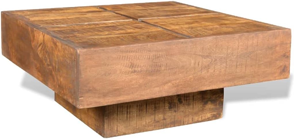 Cocktail Table,Rustic Style,Living Room Coffee Table,Coffee Table Brown Square Solid Mango Wood