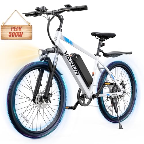 VARUN Electric Bike - Ebikes for Adults 350W (Peak 500W) 20MPH Commuter Ebike with 36V Removable Battery, 24'' Electric Mountain Bike with Front Fork Suspension and Dual Disc Brakes