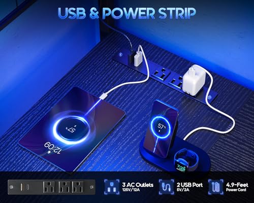 MOTPK L Shaped Gaming Desk with Shelf & 4 Drawers, 43