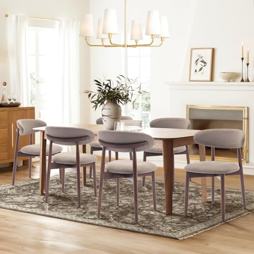 COLAMY Wooden Dining Chairs Set of 4, Modern Fabric Upholstered Dining Room Chair, Farmhouse Kitchen Chairs with Foot Pegs, Green