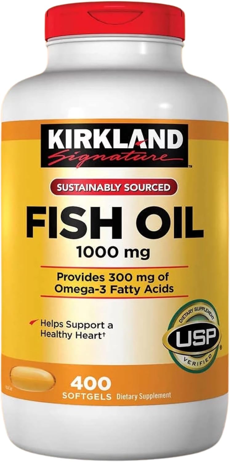 Kirk-land Fish Oil 1000mg 400 Softgels for Women and Men, Provides 300 mg Omega 3 Fatty Acids + Createandbundle Sticker