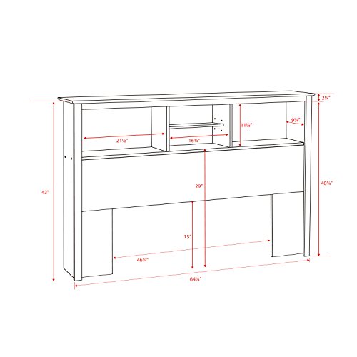 Prepac King Bookcase Headboard, Black