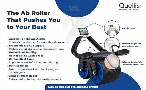 AB Roller for Men & Women – Core Strength Training Wheel Set with Elbow Support & 2 Knee Pads – Abdominal Exercise Roller for Core Stability, Belly Fat Reduction, and Total Body Workout Equipment