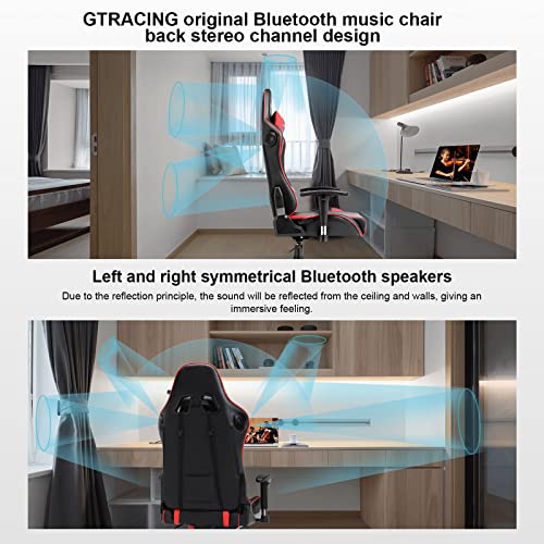 GTRACING Gaming Chair with Speakers Bluetooth Music Video Game Chair Audio Ergonomic Design Heavy Duty Office Computer Desk Chair (Black)