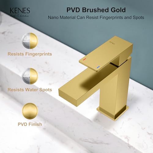 KENES Brushed Nickel Vessel Sink Facuet Single Handle Tall Bathroom Sink Faucet Vanity Bathroom Faucet Basin Mixer Tap with Water Supply Hose and Pop Up Sink Drain, LJ-9031A