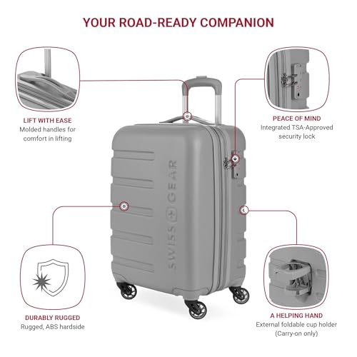 SwissGear 7366 Hardside Expandable Luggage with Spinner Wheels, White, Carry-On 19-Inch