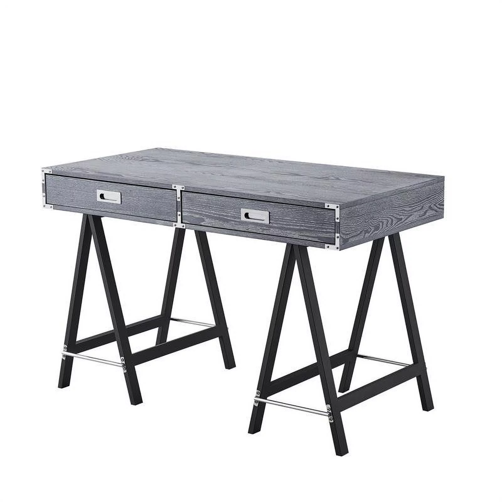 Posh Living Alleyne 2-Drawers Rectangle Wood Writing Desk in Gray