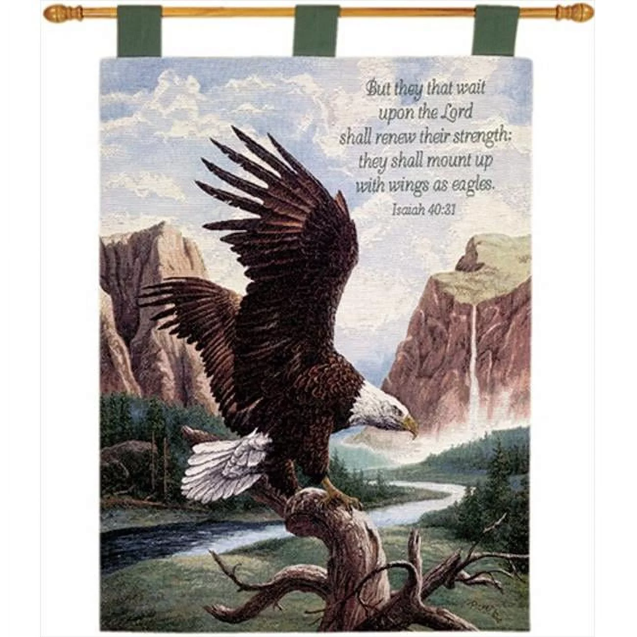 Charlotte Home Furnishings  Freedom With Verse Fine Art Tapestry, Brown