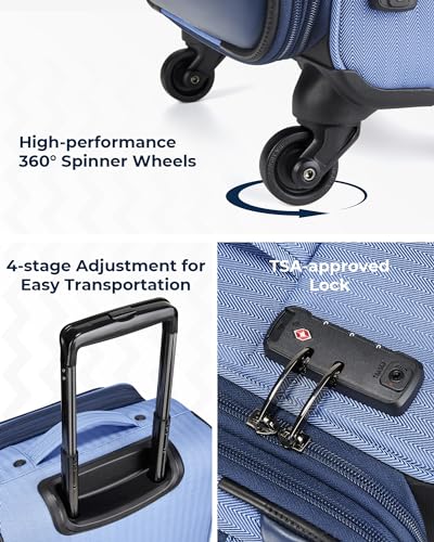 BAGSMART Carry-On Luggage Airline Approved, 20 inch Expandable Suitcase with Duffel bag, Softside Lightweight Suitcases with Spinner Wheels, Durable Travel Luggage, Carry-On Gray