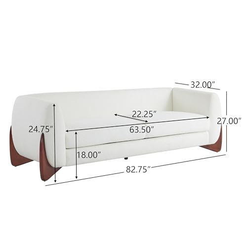 Christopher Knight Home Almab 82 Inches Sofa Couch, Cozy Boucle Upholstered 3-Seater Sofa, Wood Frame Couch, Comfy Couches for Living Room and Office, Modern Sofa, Caramel Brown