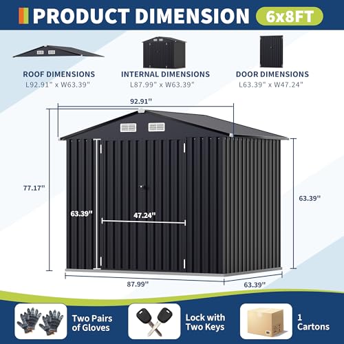 All-Weather Resin Shed with Window, Outdoor Plastic Garden Shed with Lockable Door and Vents, Outdoor Resin Storage Sheds for Tool, Bike, Backyard, Patio