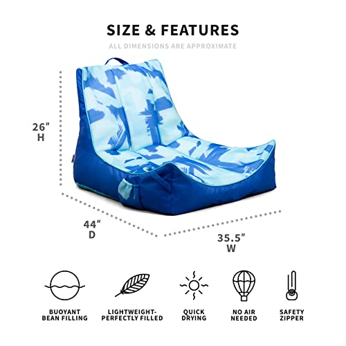 Big Joe Captain's Float No Inflation Needed Pool Lounger, Double Sided Mesh, Quick Draining Fabric