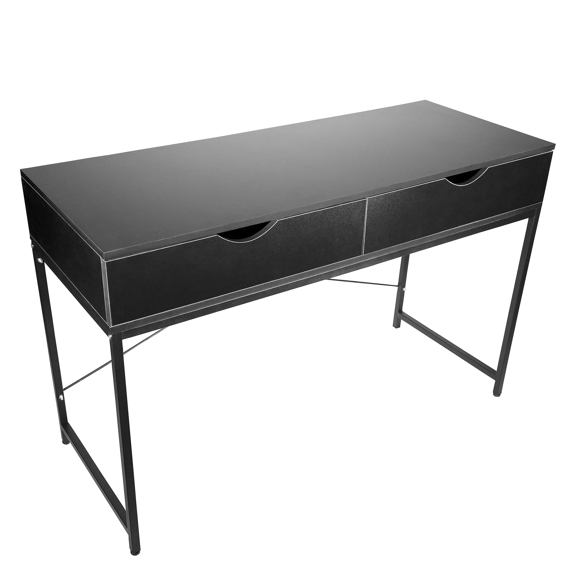 Interior Elements Home Office Modern Computer Desk with Drawers, Black, 47.5