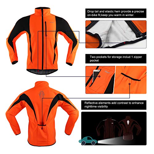 ARSUXEO Winter Warm UP Thermal Softshell Cycling Jacket Windproof Waterproof 15-k