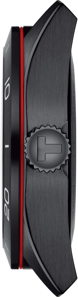 Tissot Mens PRS 516 Powermatic 80 316L Stainless Steel case with Black PVD Coating Automatic Watch, Black, Leather, 20 (T1314303605200)