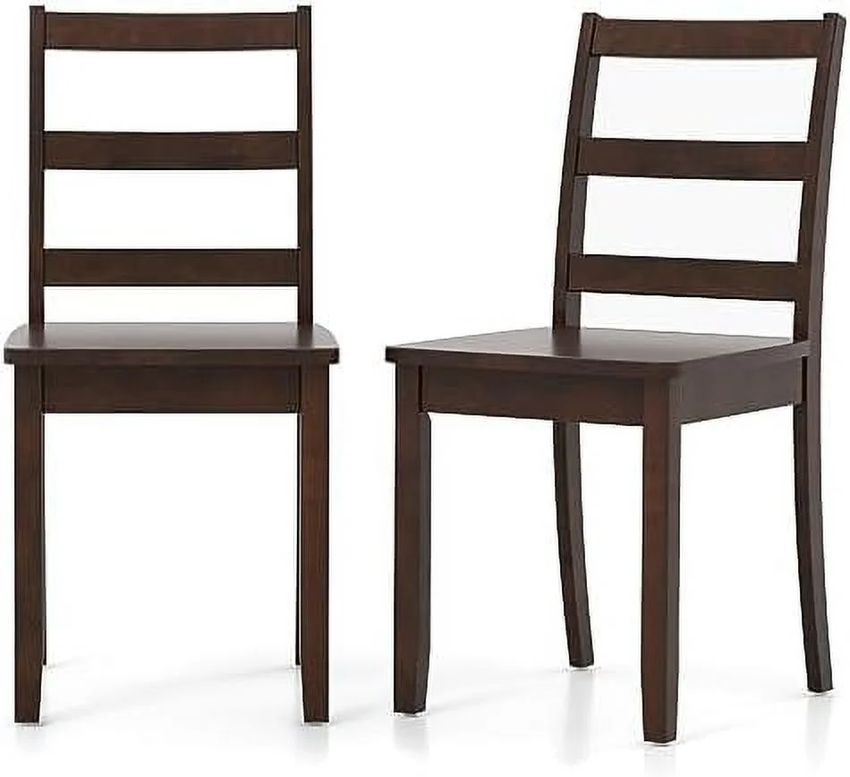 TJUNBOLIFE Dining Chairs Set of 2  Ladder Back Side Chairs with Solid Rubber Wood Legs & Non-Slip Food Pads  2-Pack Space-Saving Armless Dining Chairs for Dining Room  Living Room  Re