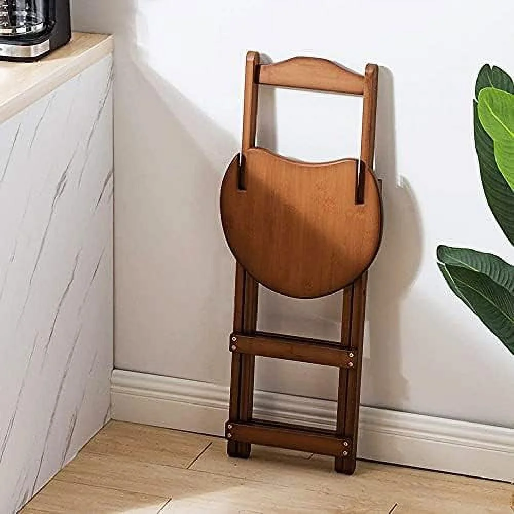 TJUNBOLIFE 24 inch Rustic Folding Wood Stools Wooden Kitchen Counter Height Barstools Dining Chair with Backrest/Footrest  Chairs  75cm