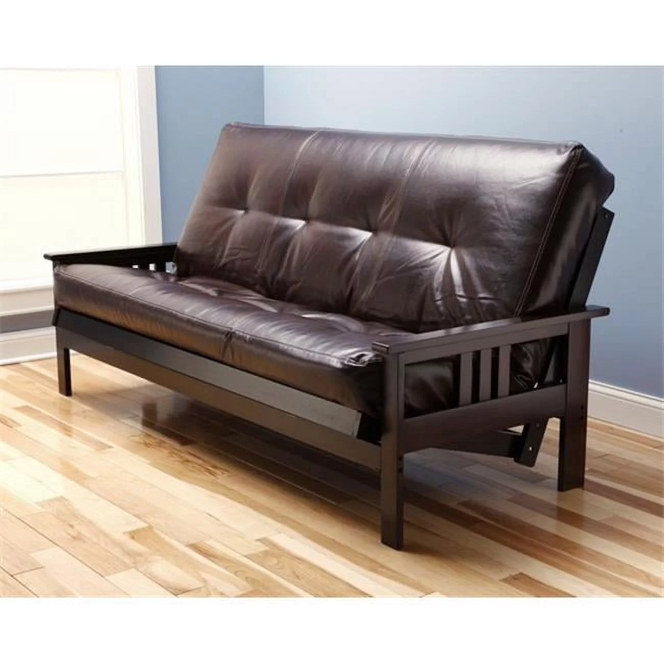 Kodiak Furniture Monterey Espresso Futon with Java Brown Faux Leather Mattress