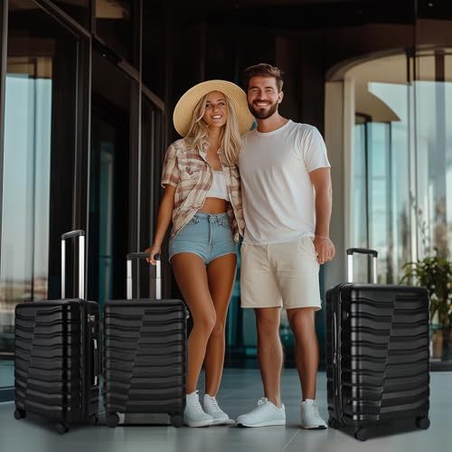 Lightweight Luggage with Spinner Wheels & YKK Zipper, 3-Piece Travel Suitcase ABS+PC Hardshell Luggage Set with TSA Lock, Light Avocado Green (20+24+28 inch)