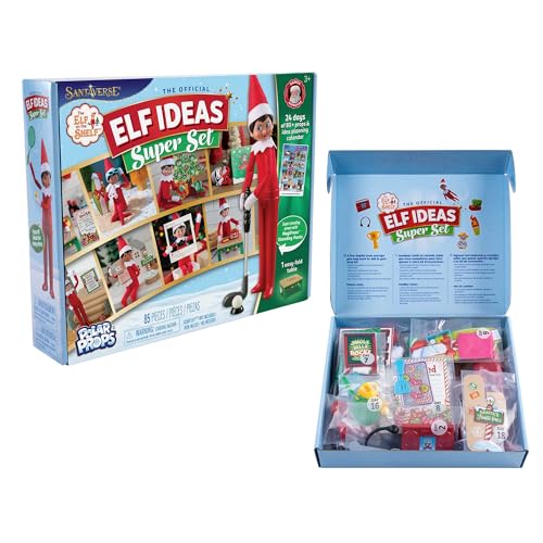 The Elf on the Shelf 24-Day Super Set Official The Elf on the Shelf Ideas for 24 Days of Elf Magic - 80+ Props, MagiFreez Standing Pants and Calendar - for Ages 3 Years and Up Scout Elf Not Included