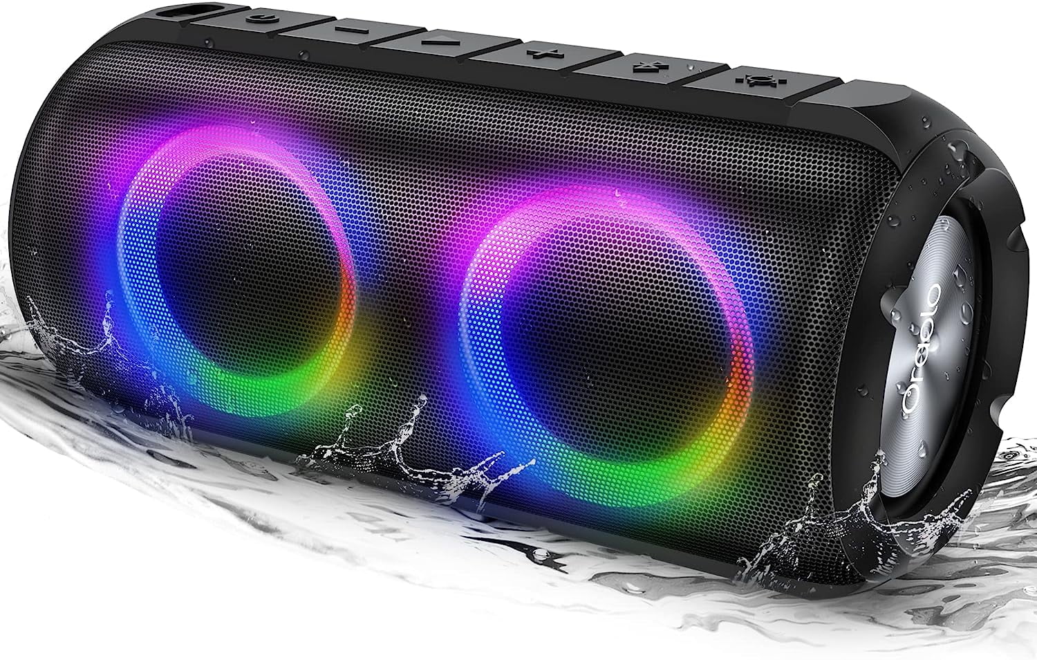 Bluetooth Speaker, Wireless Speaker Bluetooth, Portable Speaker with 24W Stereo Sound, Oraolo Speakers with RGB Lights, 24H Playtime, AUX-in, Bluetooth 5.3, IPX6 Waterproof for Outdoor Beach Camping
