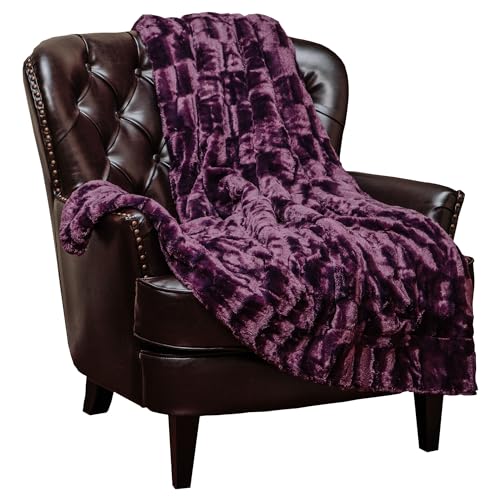 Chanasya Premium Embossed Faux Fur Throw Blanket - Super Soft, Lightweight Minky Blanket - 50