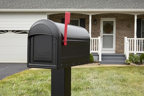 Architectural Mailboxes Barrington Galvanized Steel Post Mount Mailbox, Compatibility Code F, 7900-1B-R-10, Black, Large Capacity