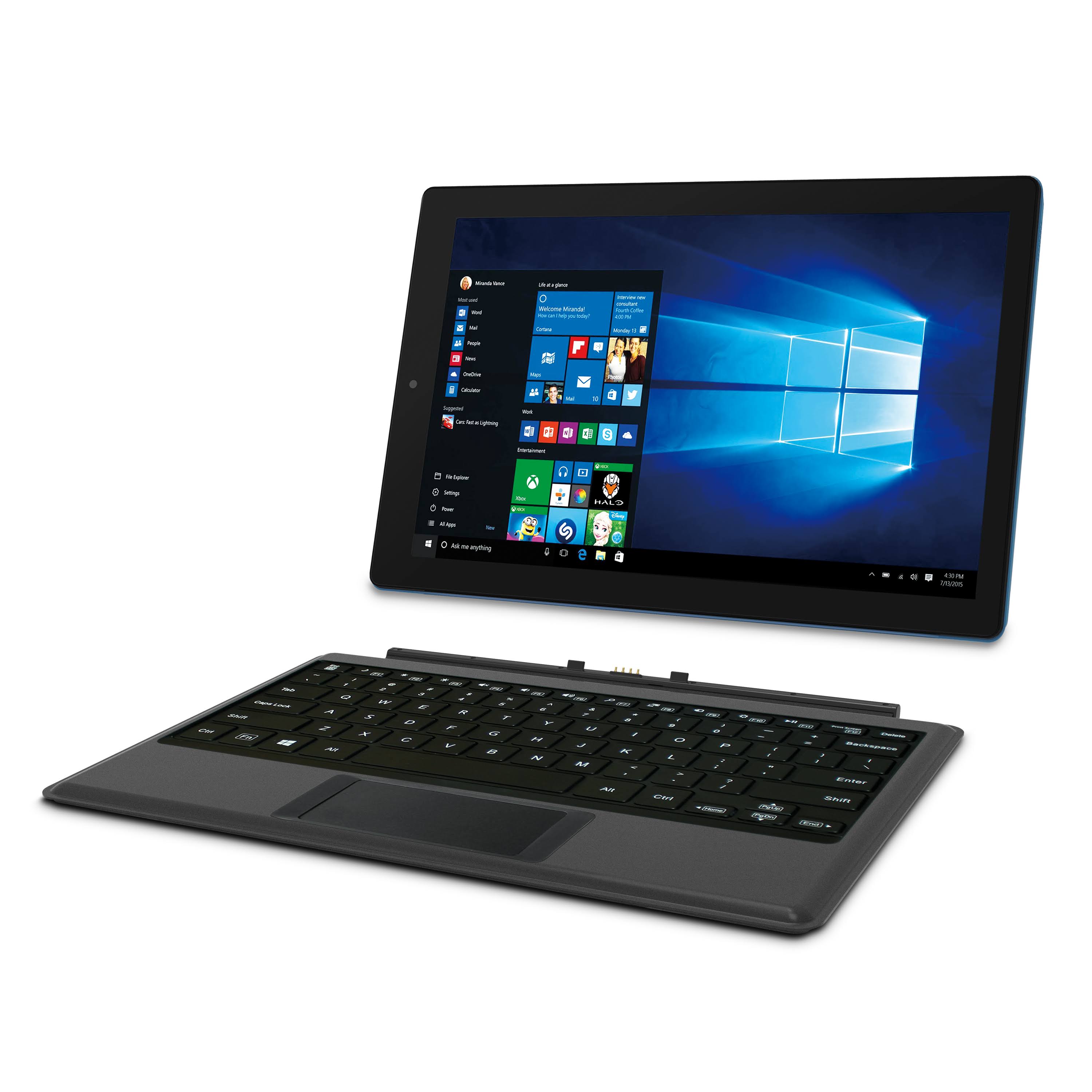RCA 12.2 inch Windows 2-in-1 Tablet with Travel Keyboard, Charcoal