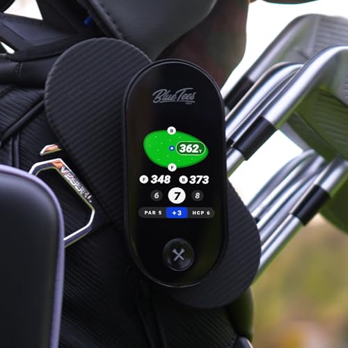 Blue Tees Golf Ringer - Magnetic Golf GPS Handheld, Touch Screen Display, Water Resistant Golf Distance Range Finder, 40,000+ Preloaded Courses, 10+ Hours Battery, Built-in Magnetic Strip