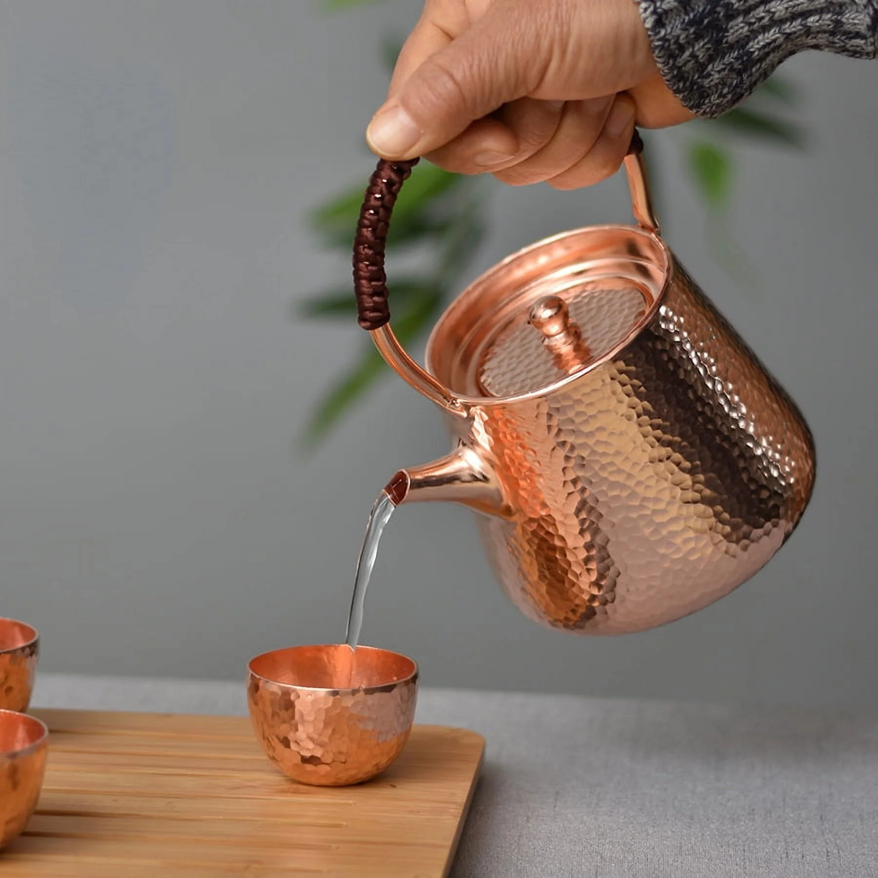 Wollet Hand-made Small Pure Copper Teapot, 15OZ, Lifting Beam Teapot Thickened Small Copper Pot Kung Fu Tea Set