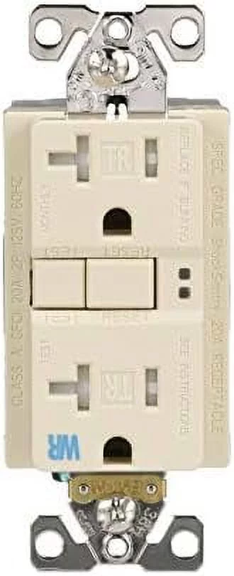 twrsgf20v arrow tamper and weather resistant duplex gfci receptacle, 125 vac, 20 a, 2 pole, 3 wire, ivory