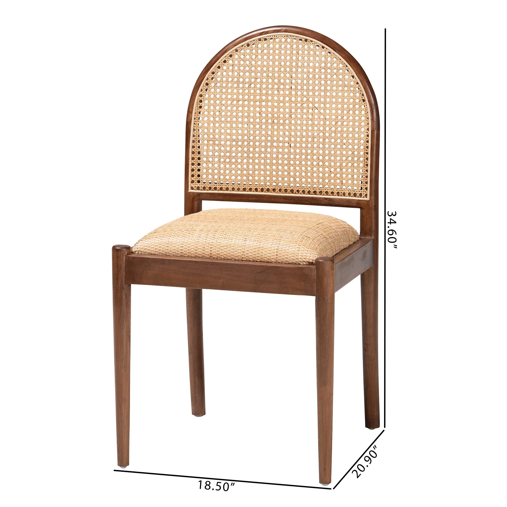 bali & pari Maryland Boho Dining Chair, 2-Piece, Walnut Brown
