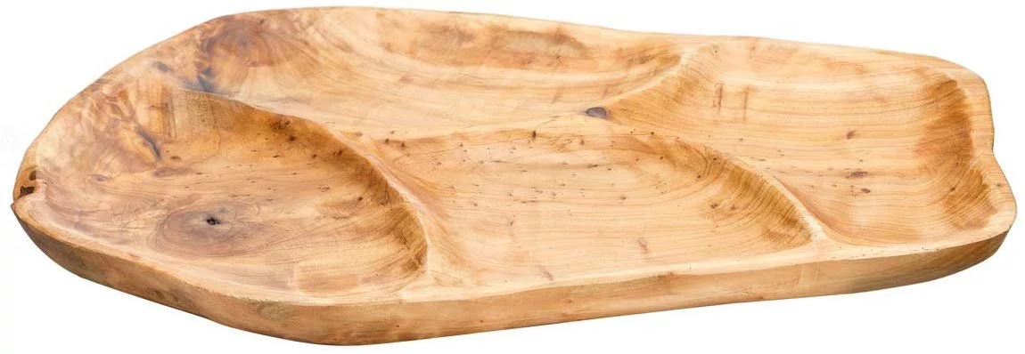 TJ Global Natural Rood Wood Serving Platter Tray Board for Cheese, Appetizer, Charcuterie, Bread, Snacks, or Decor Display with 4 Compartments (20