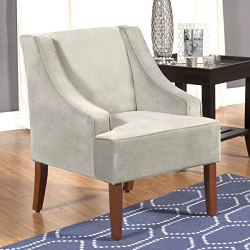 HomePop Velvet Swoop Arm Accent Chair, Suri Blue