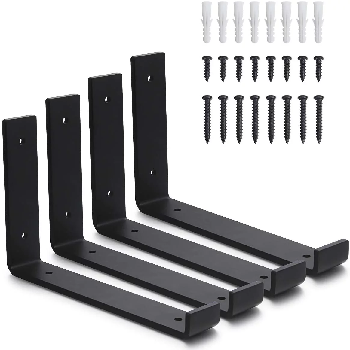 Metal Shelf Bracket 4 Pack, DIY Open Shelving, Black (11.25