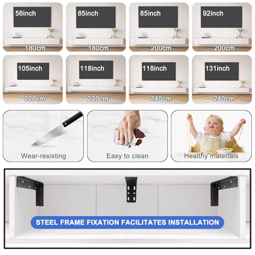 240CM Floating TV Stand Media Console Entertainment Center Wall Mounted TV Cabinet with Storage Modern Floating TV Unit Living Room TV Furnitur