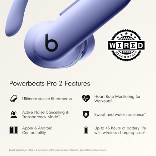 Beats Powerbeats Pro 2 Wireless Bluetooth Earbuds - Noise Cancelling, Heart Rate Monitor, IPX4, Up to 45H Battery & Charging Case, Works with Apple & Android - Jet Black