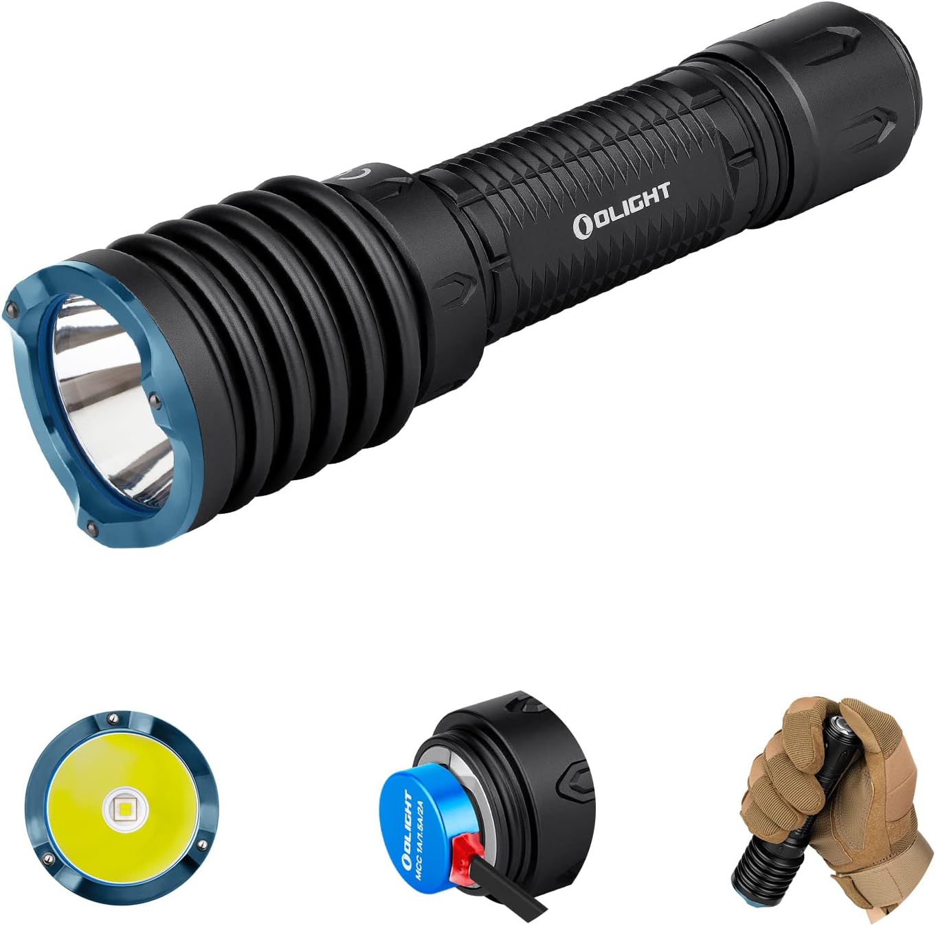 OLIGHT Warrior X 3 2500 Lumens Dual-Button Magnetic Remote Switch Tactical Flashlight with 560 Meters Beam Distance, Powered by 5000mAh Battery for Outdoor Rescue, Hunting, Searching (Black)