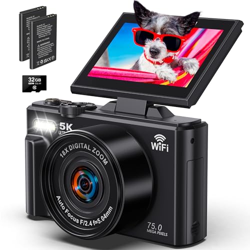 5K Digital Camera for Photography - WiFi 75MP Vlogging Cameras for YouTube - UHD Autofocus Video Camera 3