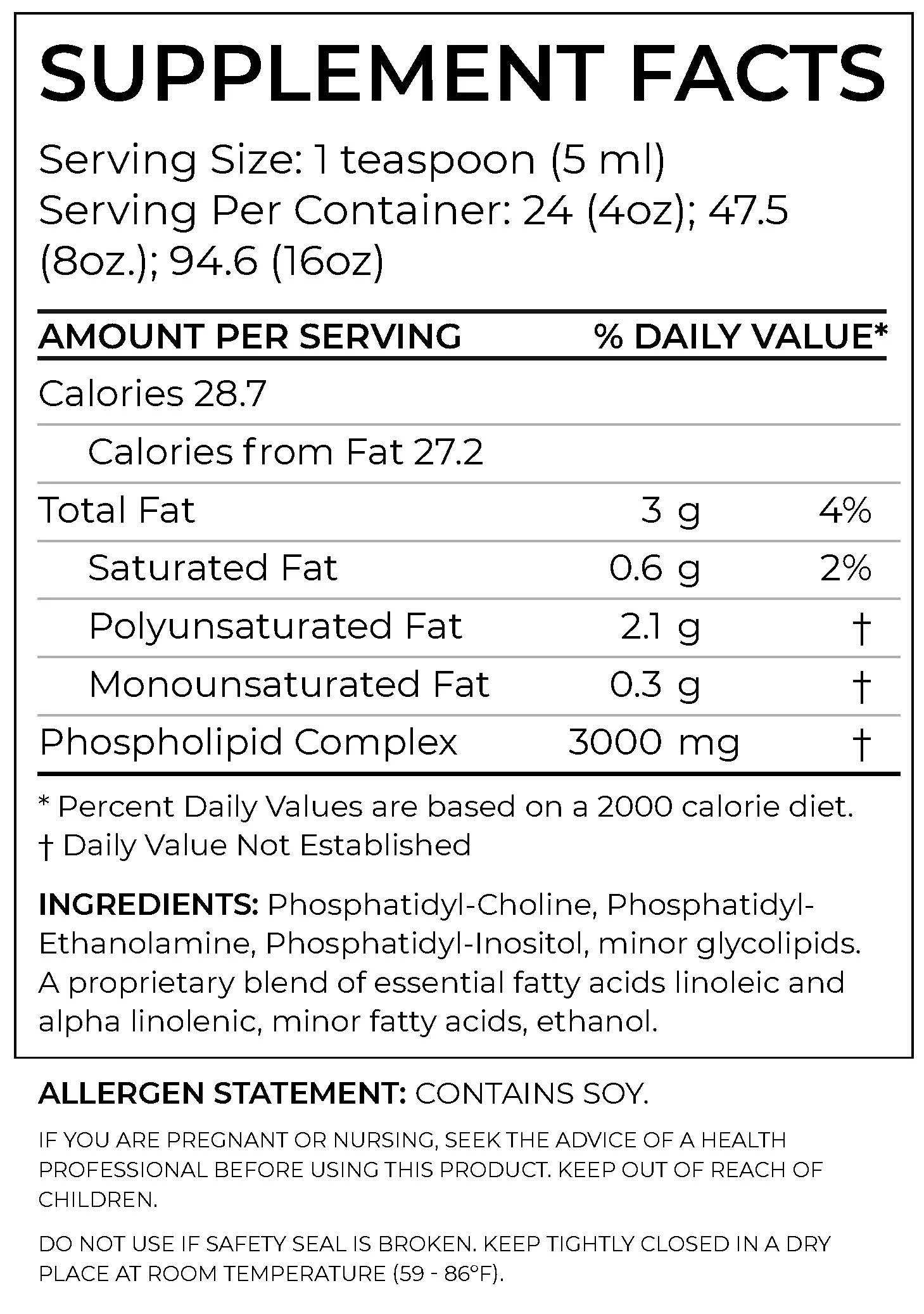 BodyBio - PC Brain Supplement 8 fl. oz. Phosphatidylcholine