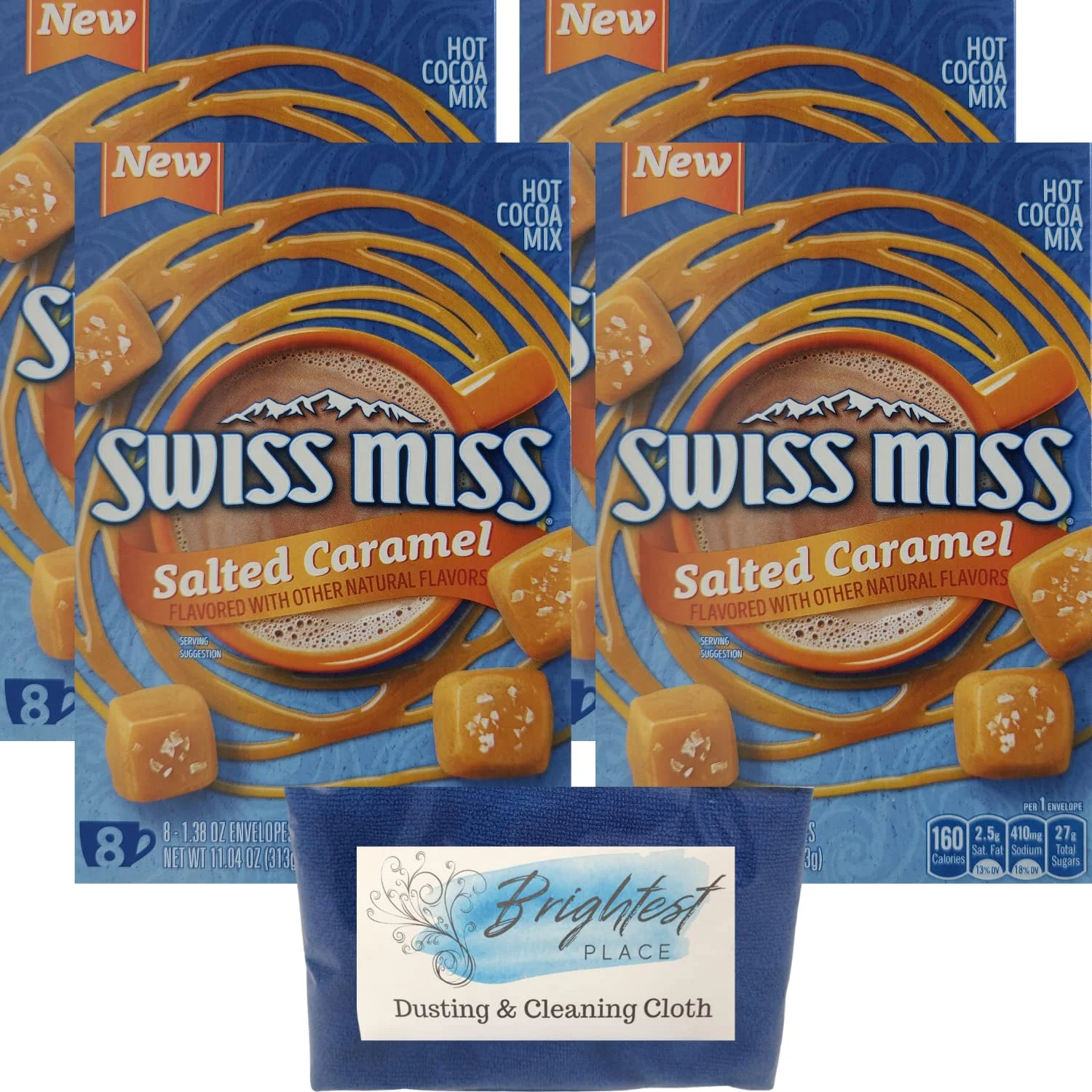 Salted Caramel Hot Cocoa Drink Mix Bundle Includes 3 Boxes Salted Caramel Hot Chocolate Beverage And Clean Up Cloth