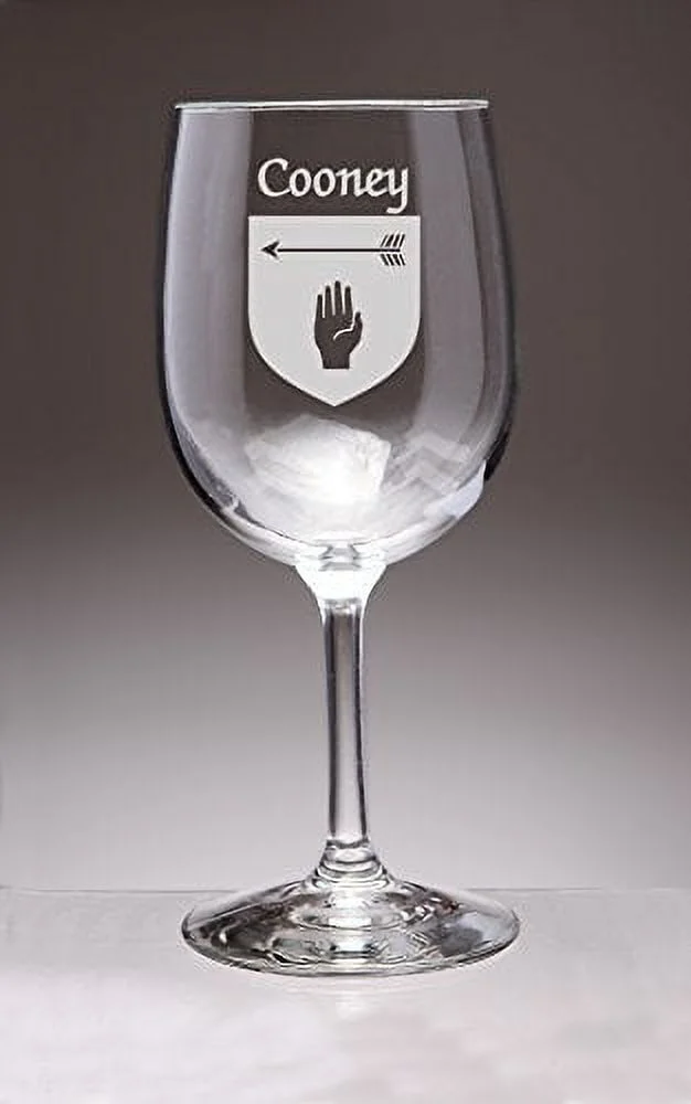 Cooney Irish Coat of Arms Wine Glasses - Set of 4 (Sand Etched)