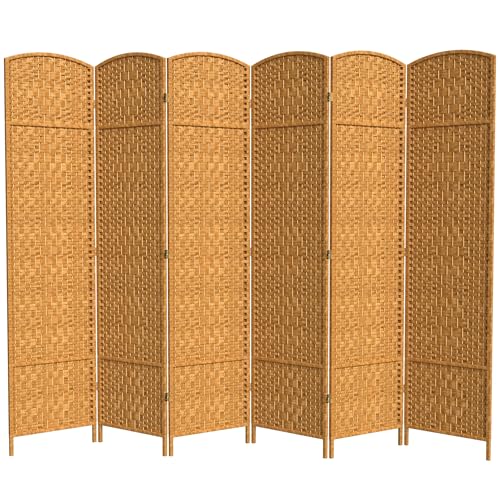 Red Lantern 7 ft. Tall Diamond Weave Dark Beige-6 Panels Room Divider