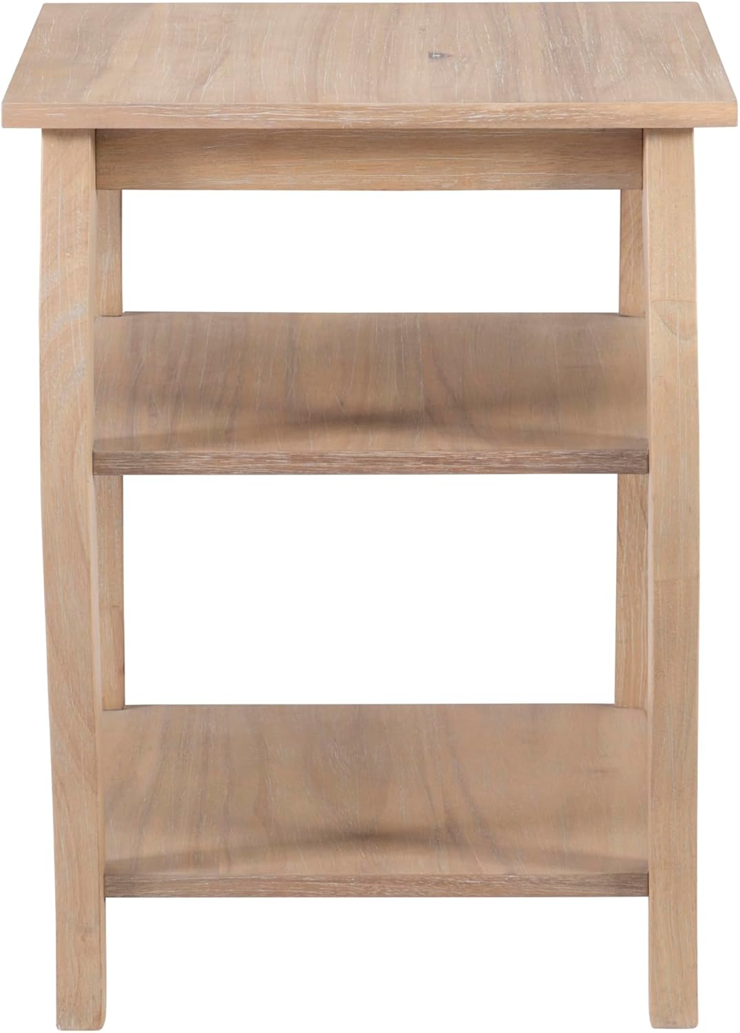 Powell Natural Braxton Wooden Side Table with Curved Legs and Two Display Shelves