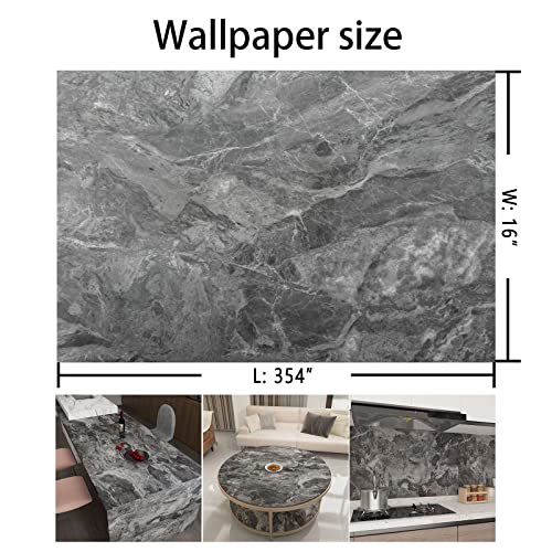 Extra Wide Countertop Contact Paper Marble Peel and Stick Wallpaper Grey Thicken Matte 31.5x354inch Gray Kitchen Peel and Stick Countertops Bathroom Self-adhesive Waterproof Marble Vinyl Wrap