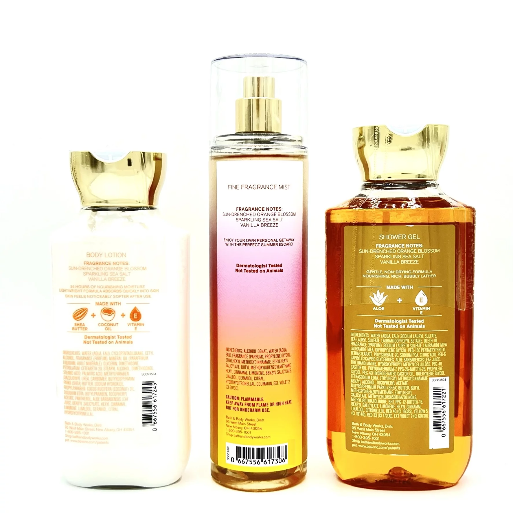 Bath & Body Works Sunkissed 8oz Body Lotion, 8oz Fine Fragrance Mist and 10oz Shower Gel 3-Piece Bundle