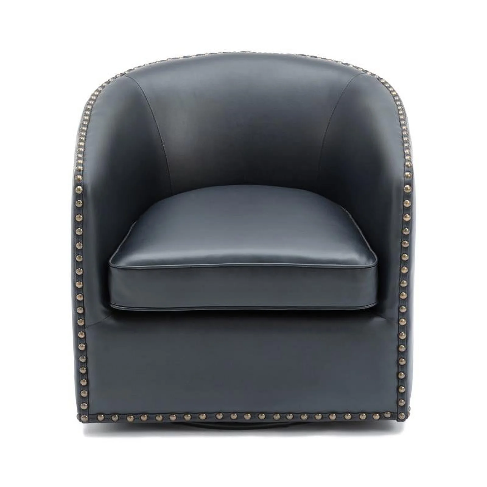 Home Square Faux Leather Swivel Arm Chair in Midnight Blue - Set of 2