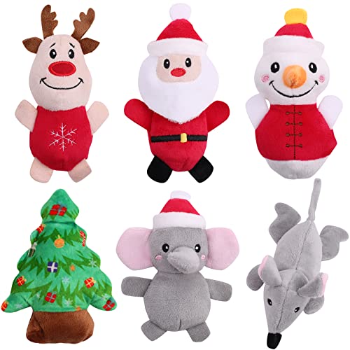 Malier 6PCS Cat Christmas Toys - Indoor Catnip Filled Teething Chew Toys, Cute Plush Kitty Kitten Exercise Toys (Christmas)