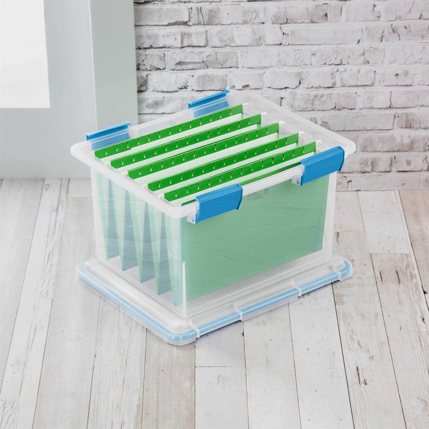 Sterilite 32 Qt Gasket Box Clear Base and Lid Blue Aquarium Set of 4 - Pet Supplies online store