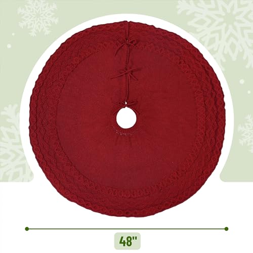 Mr. Pen- Christmas Tree Skirt 48 inches, Knitted Christmas Skirt Tree, Xmas Tree Skirt